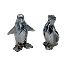 Vintage (antique?) Pair Of 2.25” Non Magnetic Metal Penguin Figurines Toys picture