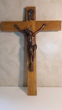 Vintage Convent Wall Crucifix Wood & Metal 22