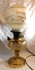 Electrified Ant/Vtg Oil Lamp Amber Glass ~ Aladdin ~ Washington Drape ~ W/ Shade picture
