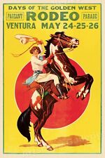 1930s “Days of the Golden West Rodeo” Vintage Style Horse Rodeo Poster - 24x36 picture