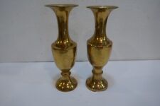 Vintage Non Matching Pair of  Etched Brass Footed Bud Vase  Made in India 8 inch picture
