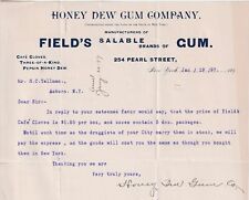 RARE Letterhead Honey Dew Chewing Gum Company Field's Cafe Cloves Pepsin 1897 NY picture