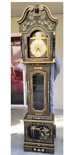 Old Rare Tempus Fugit Chinoiserie Black Gold Hand Painted Grandfather Clock picture
