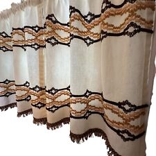 Vintage 70s Woven Curtain Panels  23” X 28” Mid Century Groovy Browns 4 Panels picture