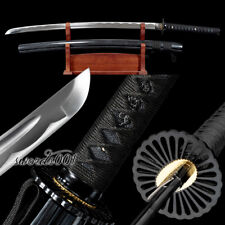 handmade Japanese Sword Samurai Katana Carbon Steel blade cool black saya handle picture
