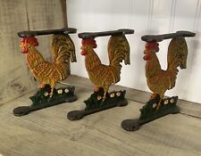 Cast Iron Rooster Shelf Brackets Vintage Set Of 3 picture