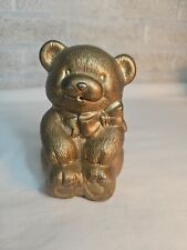 Vintage Brass Teddy Bear Piggy Bank, 5.5