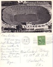 1949 Michigan Stadium vintage black and white football postcard postmarked 1951 picture