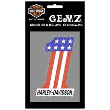 harley-davidson motorycles logo american flag bling die cut emblem sticker decal picture
