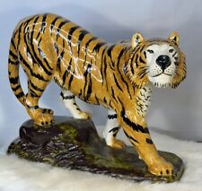 VTG Bengal Tiger Sculpture LG 17.5” Hand Painted Life Like Ceramic Holland Mold picture