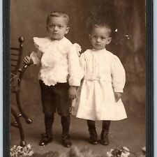 c1890s Reading, PA Cute Indian Ethnic Boy Girl Cabinet Card Photo JS Fritz B14 picture