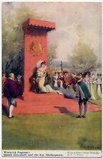 Queen Elizabeth and the boy Shakespeare John Bolton Artist Signed UK Postcard picture