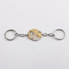 2pcs Couple BFF Friendship Yin & Yang Cat Keychain Stainless Steel - Gold/White picture