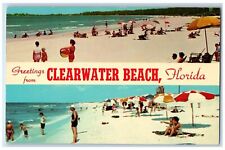 1964 Greetings From Clearwater Beach Florida FL Posted Bathing Scene Postcard picture