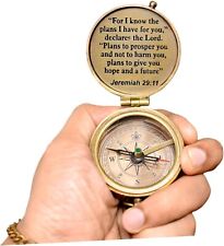 Engraved Directional Brass Compass Brass Pocket Compass Gifts Baptism picture