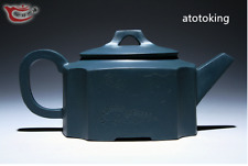 China Republic of China Green Clay 370cc Square Draw Corner Yixing Zisha Teapot picture