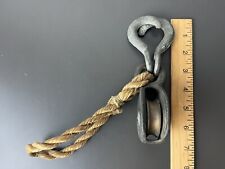 Vintage Brass Pulley w Double Steel Hooks Sailing Boats Rope Handle picture