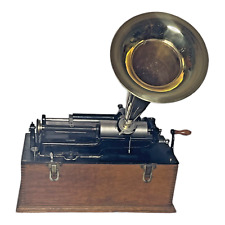 Antique Working 1898 EDISON Home Phonograph with Horn (probably not original) picture