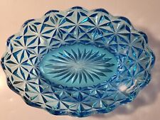Indiana Glass Pressed Aqua Oval Bowl Dish Vintage picture