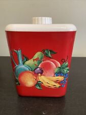 Vintage Lustro Ware Red canister Fruit Pattern Size #112  7.5”H picture