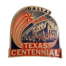 1936 World's Fair Dallas Texas Centennial Exposition Luggage Label Sticker picture