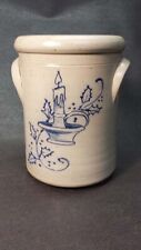 VTG 1990 Rockdale Union Stoneware CROCK Holiday Candle Cambridge Wis Handmade picture