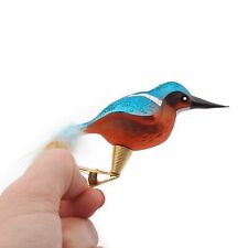 Czech hand blown glass kingfisher bird clip on Christmas tree ornament picture