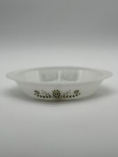 Vintage Glasbake White Green Daisies Divided Casserole Dish J2352 picture