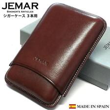 Cigar Case Jemar Smooth Brown For 3 Genuine Leather Made In Spain picture