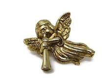 Vintage Angel Pin Music Musician Trumpet Design Christian Jewelry picture