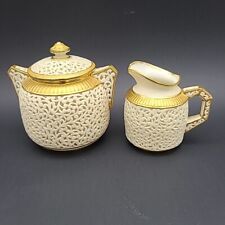 Grainger G&C Royal China Works Worcester Reticulated Sugar Creamer Dish Ivory picture