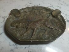 1930's Jennings Brothers Ashtray #1628 Heavy Bronze Red Setter Hunting  picture