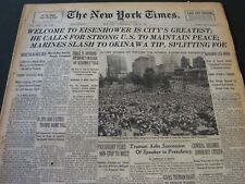 1945 JUNE 20 NEW YORK TIMES - WELCOME TO EISENHOWER IS CITY'S GREATEST - NT 5892 picture
