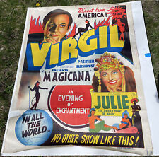 Virgil & Julie Vintage Magic Poster Full Color Magician magicana 30x40” 1940s picture