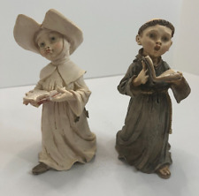 Armani Figurines Singing Nun & Monk w/ Mark 2pcs Religious Italy Mom Dad Priest picture