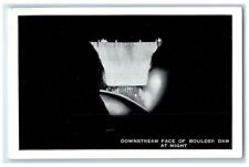 c1920's Tiny Downstream Face Of Boulder Dam At Night View Unposted Postcard picture