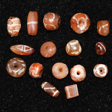 16 Ancient Etched Carnelian Beads in Good Condition 1500 to 2000 Years Old picture