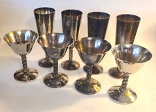 Lot of 8 Silver Plated Roma's Visiuc S.L. Brass Goblets Grape Vineyard Theme picture
