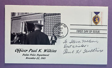 SIGNED OFFICER PAUL K. WILKINS FDC AUTOGRAPHED FIRST DAY COVER - JFK ASSASSINATI picture