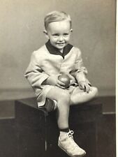 AZA Photograph 1942 RPPC Boy Holding Ball Photo picture
