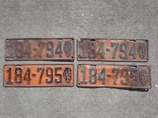 Vintage 1927 Original Orange Paint Sequential Illinois license plate pairs DMV picture