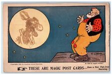 c1905 Fat Man Night Mare Run A Flot Iron Burning Heat Up Opper Antique Postcard picture