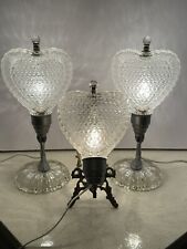 Rare 1930/40s Art Deco Glass Heart Shaped Bedroom Lamps With Headboard Lamp picture