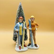 LEFTON Hand Painted Figurines KW1870 Snow Skiers Japan Exclusives 8-1/2” Tall * picture
