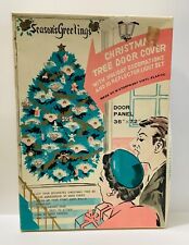 Scarce VTG Christmas Door Cover With 12 Spun Head Ornaments NOS picture