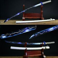 Hand Forged Blue T1095 steel Lightning blade Japanese samurai Full Tang Katana  picture