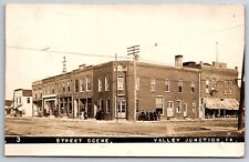 Valley Junction~West Des Moines~Showalter~5 Men on Railing~Corner Bank~1911 RPPC picture