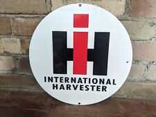 VINTAGE INTERNATIONAL HARVESTER TRACTOR FARM PORCELAIN WHITE SIGN 12