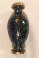 Vintage Mini Chinese 4” Cloisonné Vase Blue Green Abstract picture