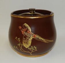 Vintage Crown Devon Fielding England Enameled Pheasants Tobacco Humidor Jar picture